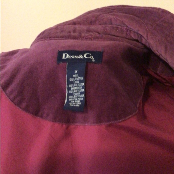 Plus Denim & Co Maroon Zippered Quilted Jacket - Picture 4 of 4